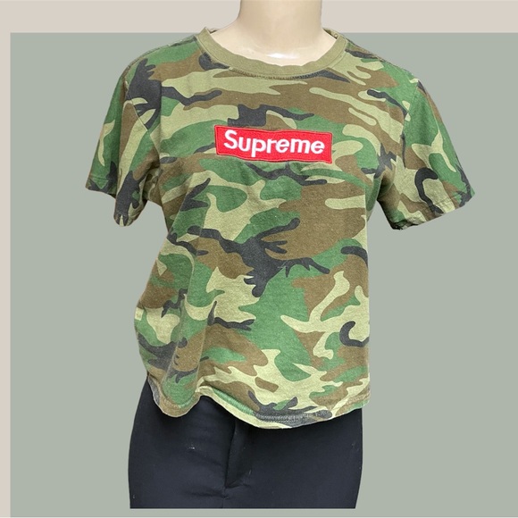 Supreme designer fatigue army T-shirt crop top - Picture 3 of 3